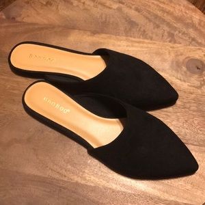 Black Suede Mules